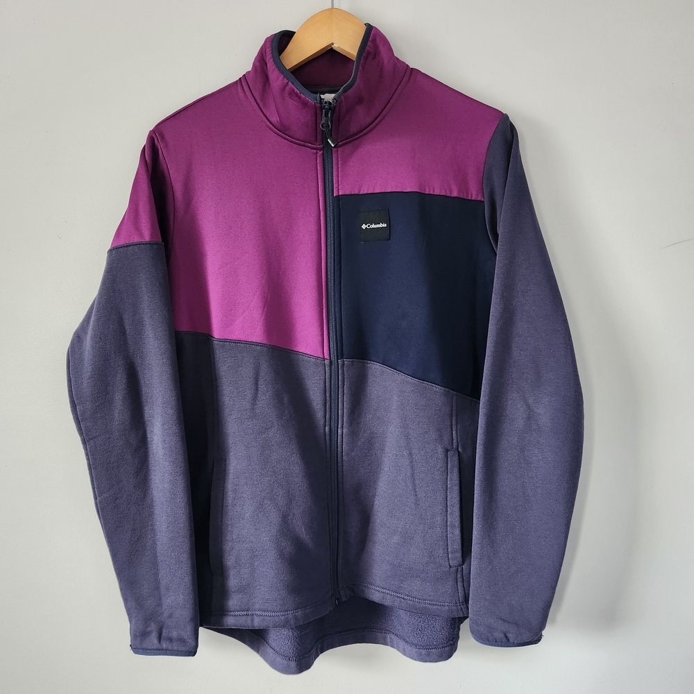 Columbia Purple Gray Full-Zip, Collared Colour Blocked Softshell  Large Jacket